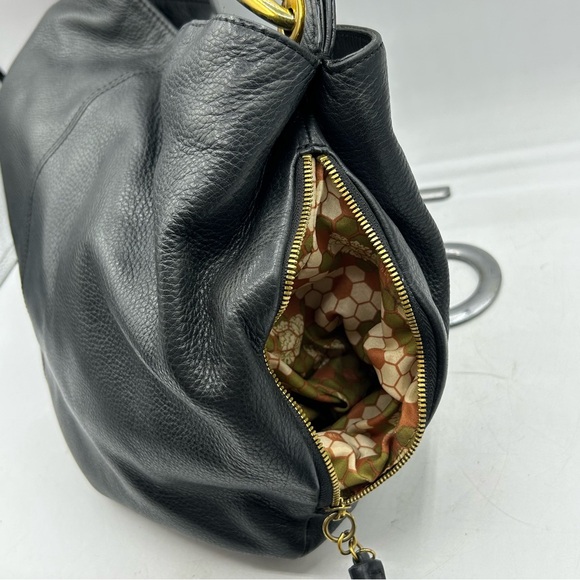 Hobo International Black Pebble Purse Satchel Gold Top Handle Shoulder Bag - Picture 7 of 13